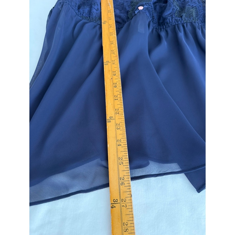 Cacique Seriously Sexy Sheer Mesh Lace Babydoll Top 22/24 Navy Blue NWT 1140884 - Picture 6 of 13